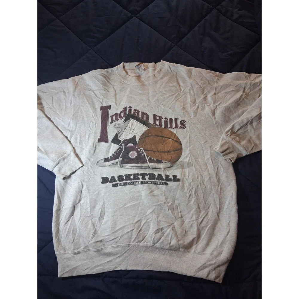 Vintage 80s UAS Indian Hills Basketball Sweatshirt Gray Mens XL Made in USA